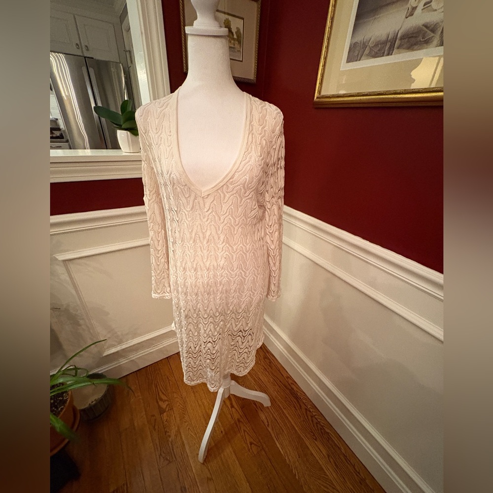 Elif by Jordan Taylor Cream Lace Design Beach Coverup